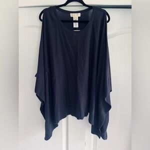 Michael Kors Navy Cold Shoulder Poncho Sweater